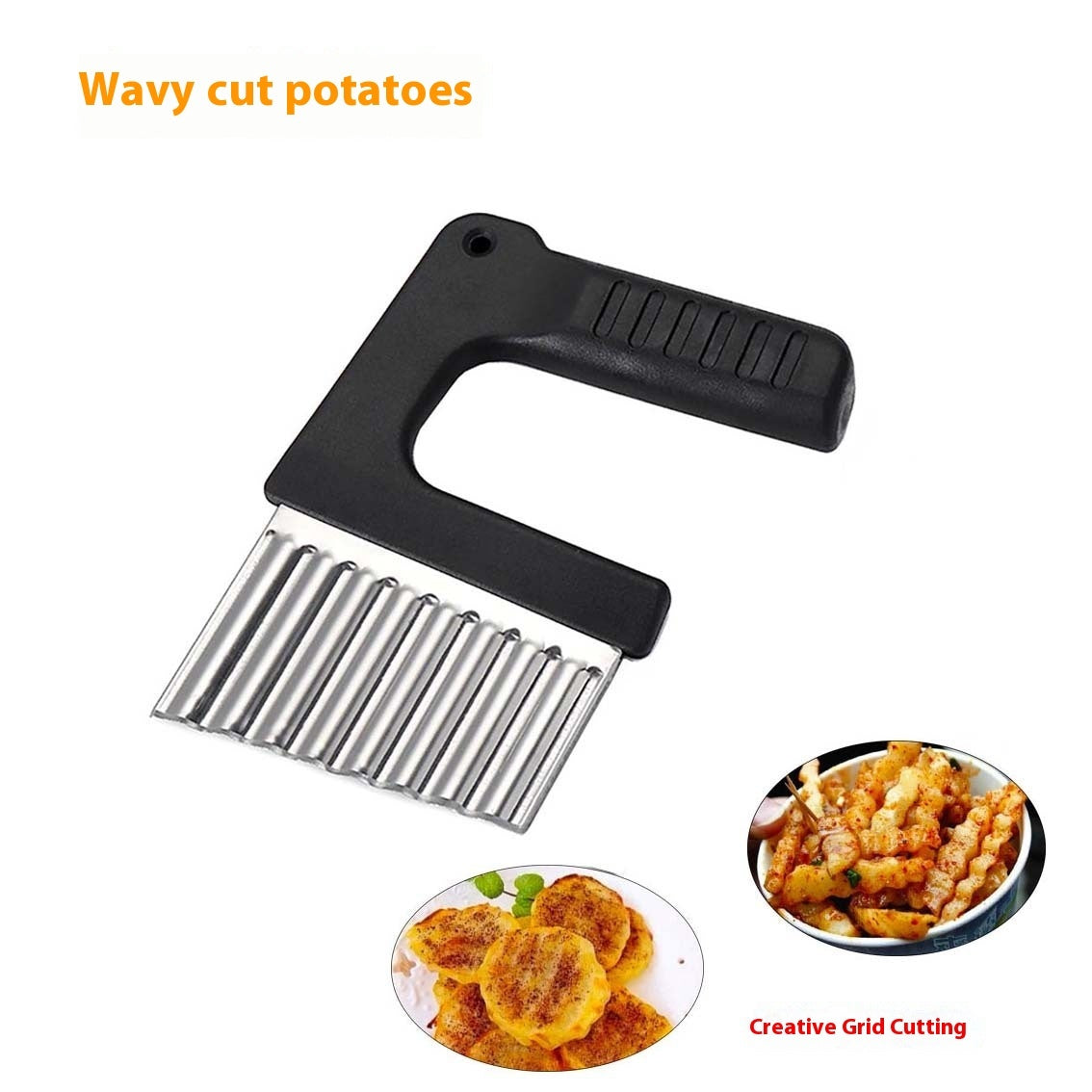 !!!Pommes Messer!!!     Stainless Steel Handheld Potato Cutter Cutter Wave French Fries Cutting Multifunctional