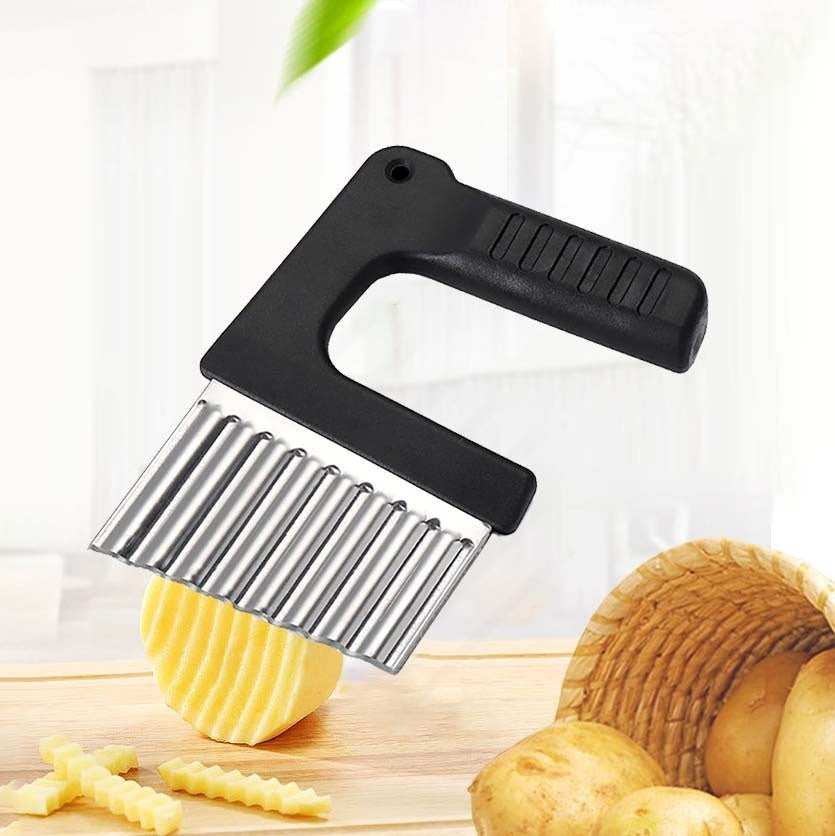 !!!Pommes Messer!!!     Stainless Steel Handheld Potato Cutter Cutter Wave French Fries Cutting Multifunctional